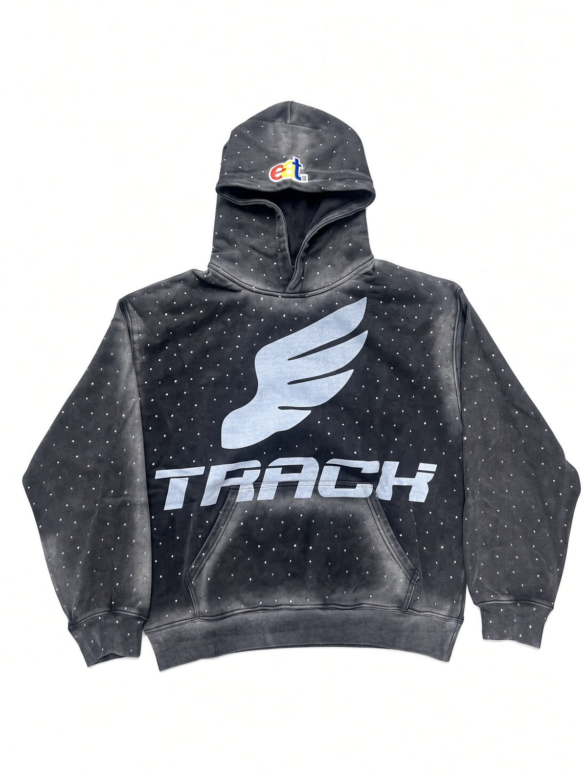 Black Track Rhinestone Hoodie